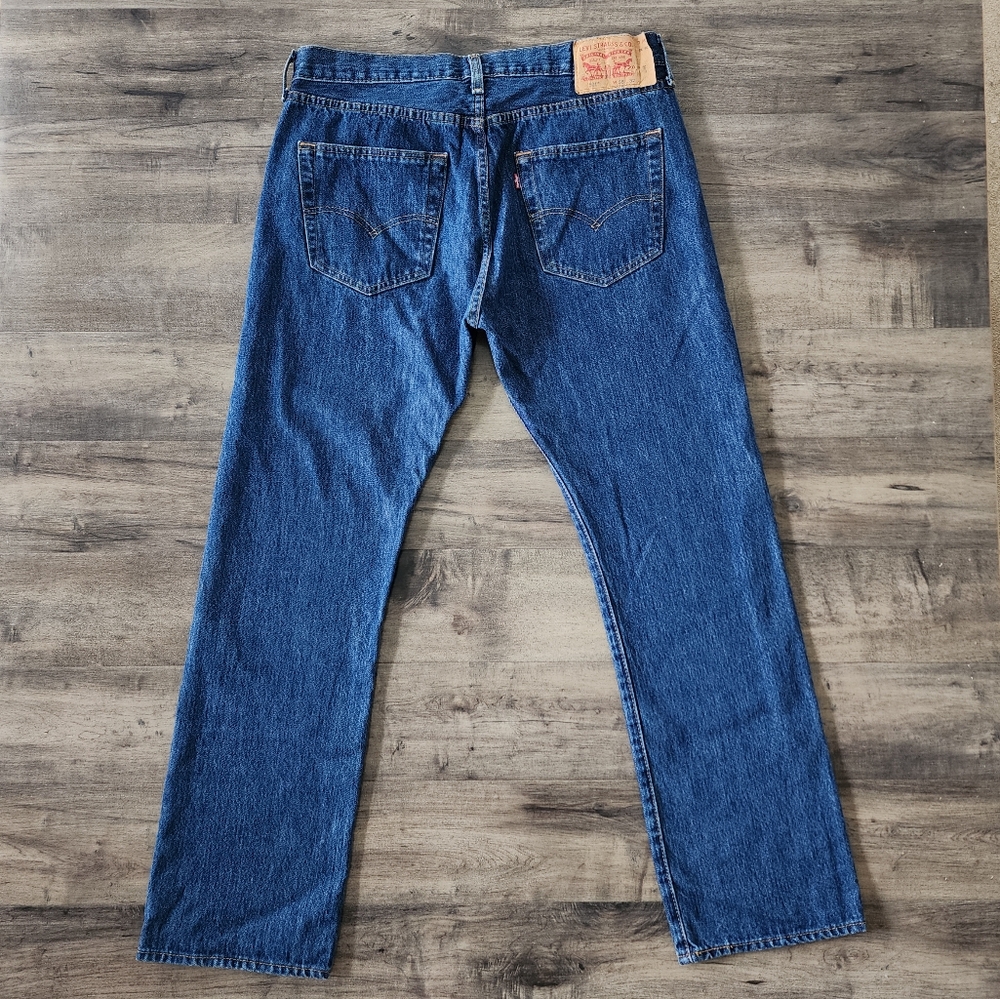 Levi's 501 Original Fit Straight Leg Blue Jeans Men's Size 36 - Picture 7 of 13